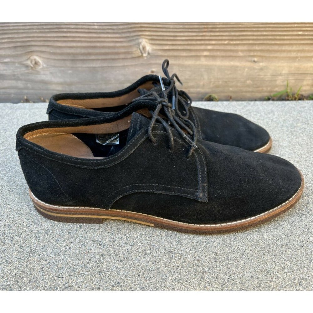 H BY HUDSON Men's Size 42 Black Leather Suede SER01 0219 Oxford Shoes​​​…​​